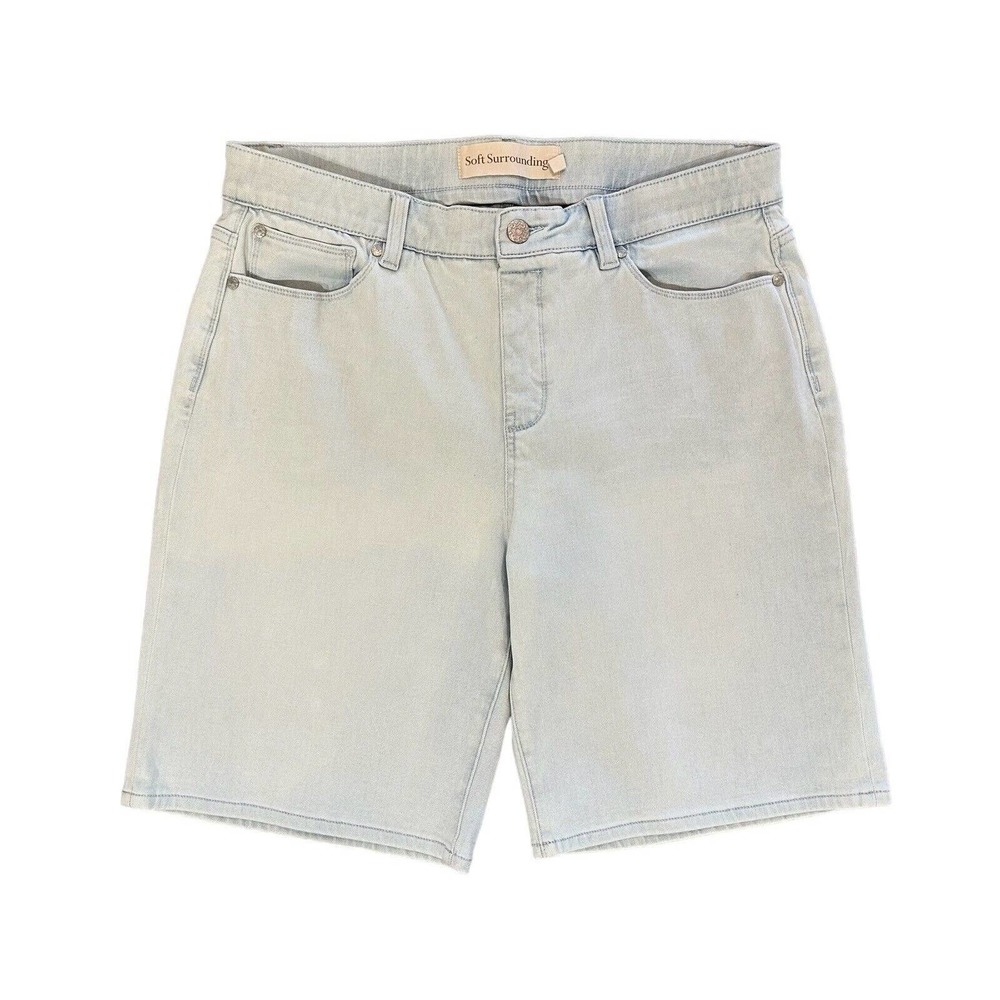 NWOT Soft Surroundings Bermuda Shorts Ultimate Denim Comfort Stretch Slimming -L